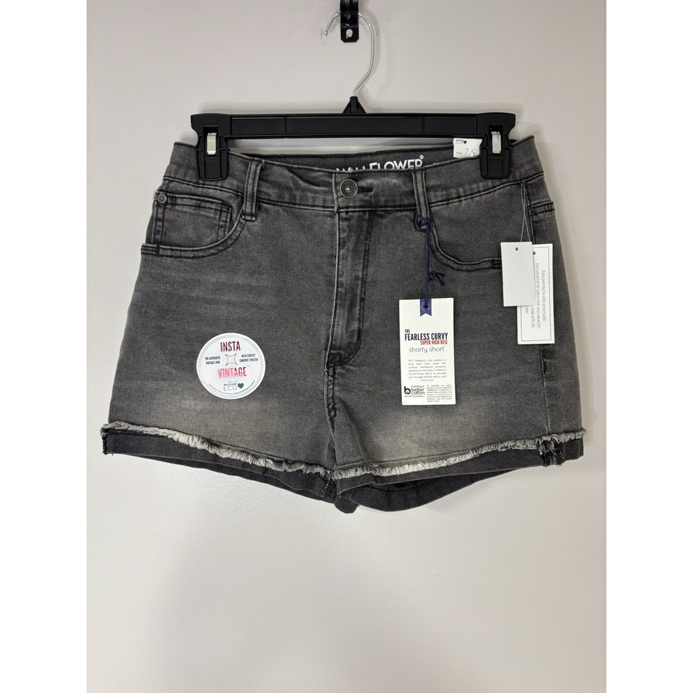 Wallflower The Fearless Curvy Super‎ High Rise Denim Shorts Gray Wash Size 7